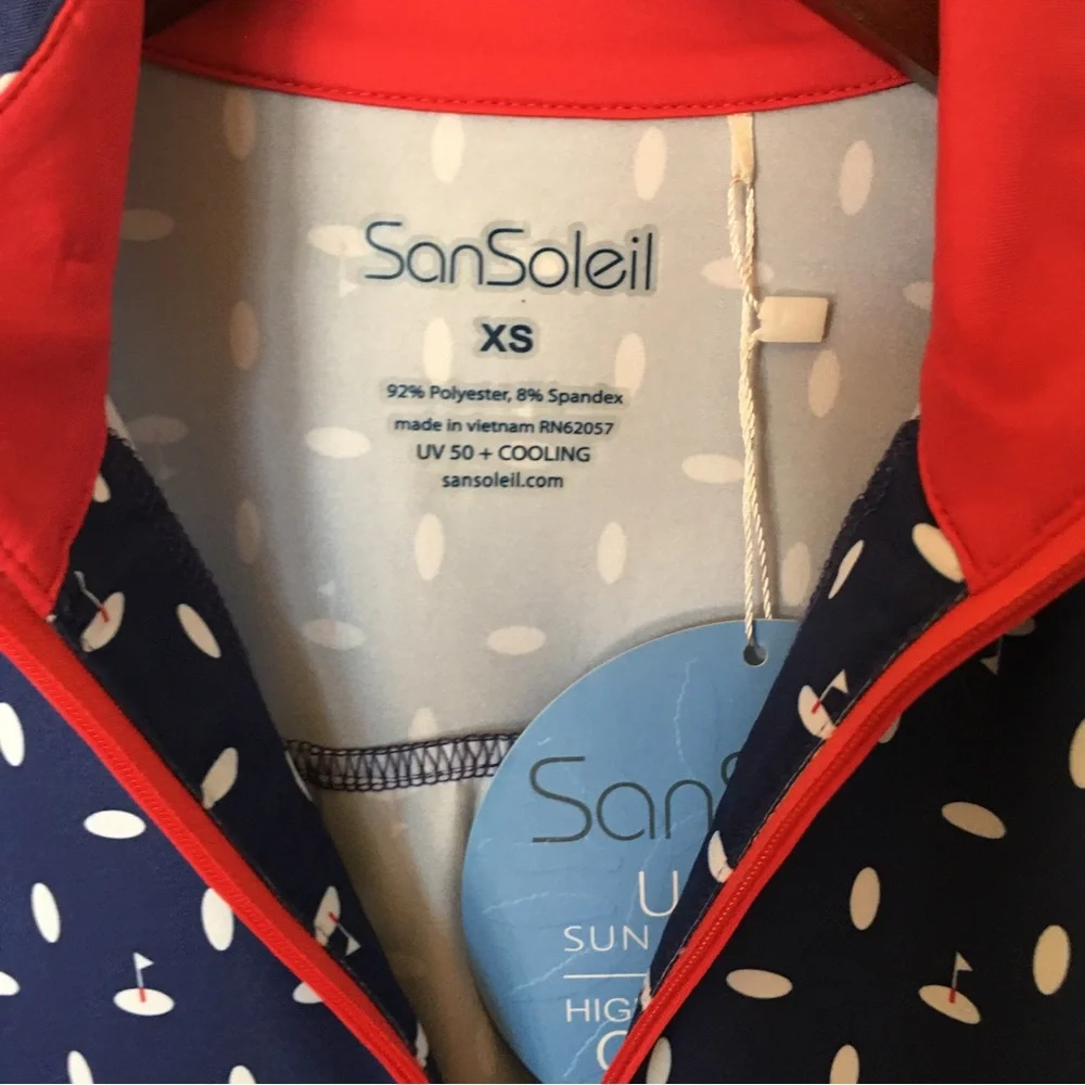 Sansoleil Solcool Print Zip Mock Deauville Navy UV 50 Sun Protection Pullover - Picture 4 of 8